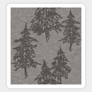 Evergreen Trees - Dark Grey Linen Texture Sticker